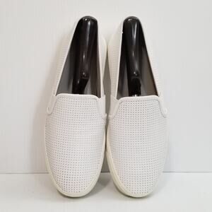 Vince Blair Womens Sz 7.5 Shoe White Leather Slip On Perforated Casual Sneakers